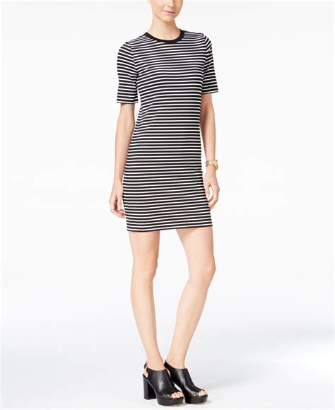 michael kors black and white striped tee sirt dress|Michael Kors Striped Shirt Dresses for sale .